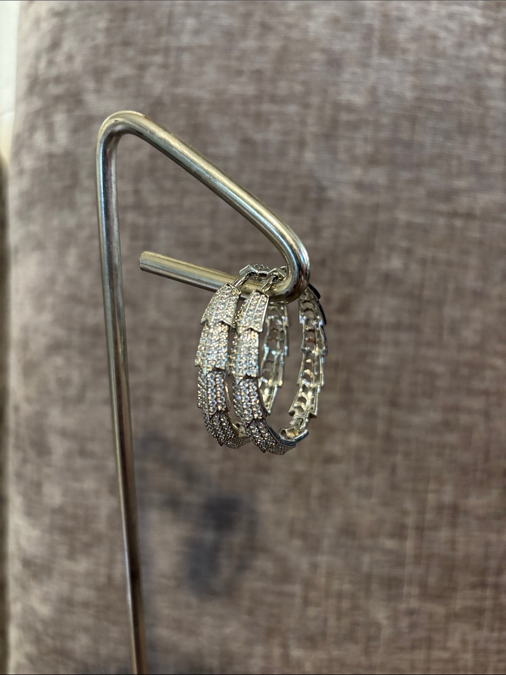 Silver Crystal Pavé Hoop Earrings - Elegant Women Jewelry